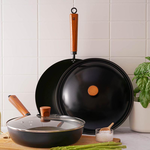 【JIA品家】家嚐 碳化無塗層木柄鐵鍋30cm 台灣製造MIT, , large