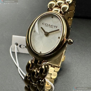 [星晴錶業]COACH手錶,22mm28mm,CH00262白色幾何立體圖形錶面金色錶殼金色精鋼錶帶款