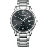 CITIZEN 星辰 光動能簡約手錶-銀x黑/40mm BM6978-77E, , large