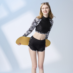 MONINA MIT Girls long-sleeved sunscreen two-piece swimsuit -L