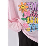 (F) black條紋粉色長袖上衣二手衣, , large