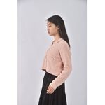 (M) knitpia韓牌質感修身短版V領粉色長袖上衣二手衣, , large