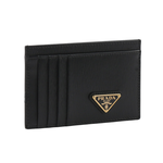 PRADA 三角牌Logo 水波紋皮革9卡式卡片夾/名片夾/黑色, , large
