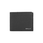 BALLY 銀字Logo 粒紋小牛皮對開證件照短夾(黑色), , large