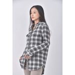 (S) madewell質感棉質純棉格紋黑色長袖上衣二手衣, , large