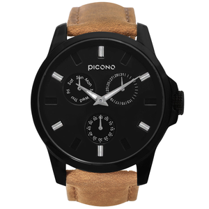 【PICONO】NO.91 collection minimalist fashion watch- Black / Leather NO-9103