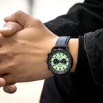 CITIZEN 星辰 綠幽靈夜光光動能三眼計時手錶-黑x藍 CA4505-21X, , large