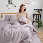 BUHO 素面文青300織100%TENCEL™純天絲床包兩用被四件組-雙人特大-(多款任選), , large