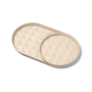 re-ing bamboo fiber plates-2pcs-round and oval-Beige