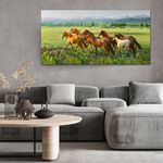 【御畫房】八駿雄風 國家一級畫師手繪油畫60×120cm(VF-132), , large