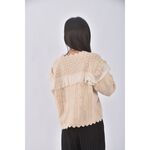 (F) 質感拼接杏色長袖上衣二手衣, , large