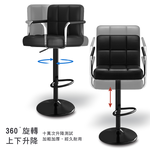 Designer Checkered Armrest Leather Chair - 360 Degree Rotating Disc Fixed, 咖啡皮, large