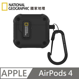 National Geographic 國家地理 Rugged Bumper 自動開蓋 耳機保護殼 耳機殼 適用 AirPods 4 - 黑色