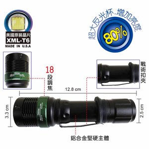 25W Adjustable Focus LED Flashlight, Work Light, Searchlight, Camping Light, Bicycle Light, Rechargeable, Rotary Focus, Waterproof GK-LCA15
