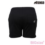 KINGO-大尺碼-女款 抽繩 棉短褲-黑-414302, , large