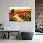 【御畫房】紅花地 國家一級畫師手繪油畫60×90cm(VF-06), , large