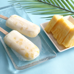 Freshly-cut pineapple and coconut milk ice cream, , large