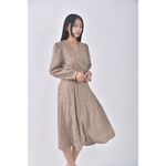 (S) sweet碎花v領棕色洋裝二手衣, , large