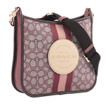 COACH Dempsey 緹花拼皮革條紋斜背包/酒紅色, , large