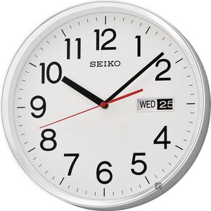 SEIKO 精工 都市時尚星期日期掛鐘 時鐘-白/30.3cm QXF104S