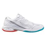 Mizuno Wave Claw 3 男女 羽球鞋 寬楦 支撐 抗扭 瞬移 美津濃 白 金 [71GA244324], , large