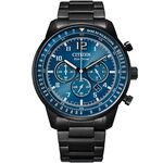 CITIZEN 星辰 光動能紳士計時手錶-黑x藍 CA4505-80L 【情人節推薦款】, , large