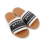 BALLY Bianka Logo 刺繡平底拖鞋 36/黑色/骨白色, , large