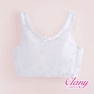 可蘭霓Clany 小貓咪冰礦涼感無鋼圈少女S-Q/2XL 學生內衣 成長型內衣 胸衣 背心 8038-61 雲朵灰