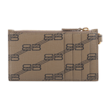 BALENCIAGA BB Monogram 小款金釦卡片夾/附可拆式掛繩/米色/棕色, , large