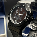 [星晴錶業]MASERATI手錶,42mm,R8851108026深咖啡錶面黑錶殼深黑色真皮皮革錶帶款, , large
