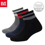 【BVD】單色雙配條1/2氣墊男襪<麻灰>B280 男襪 短襪 休閒襪, , large