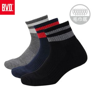 【BVD】單色雙配條1/2氣墊男襪<丈青>B280 男襪 短襪 休閒襪