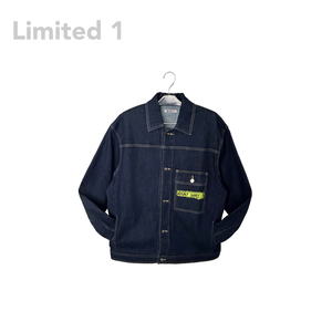  Hand-painted blockade wide denim jacket-men
