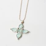 【Angel & Me】典雅十字 藍玉髓 Blue chalcedony s925 純銀 項鍊 生日 禮物 畢業 情人節, , large