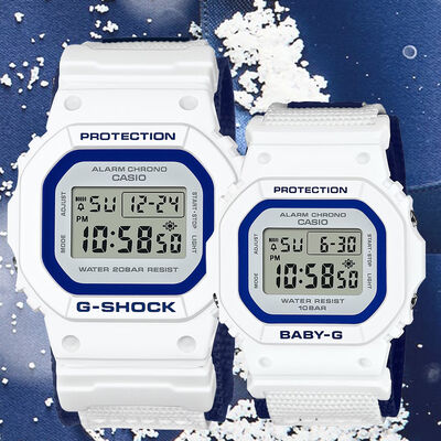 CASIO卡西歐 G-SHOCK&BABY-G 純白冬季40週年紀念 天使與惡魔限量對錶 LOV-23A-7
