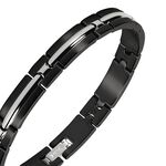 【快速出貨】法國 ROCHET TRINIDAD系列 不鏽鋼男士雙色手鍊-黑x銀 B042281, , large