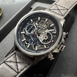 [星晴錶業]新品牌手錶,46mm,AV52664寶藍色機械鏤空錶面銀錶殼深灰真皮皮革錶帶款, , large