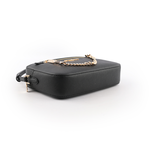 Michael Kors 金字防刮皮革附鏈帶前口袋方包/黑色, , large