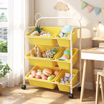 【AOTTO】小熊三層附輪置物玩具收納架(AS-063), , large