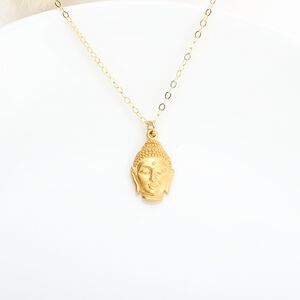 【Angel & Me】守護 佛頭 Buddha s925 純銀 厚鍍 24k 純金 項鍊 生日 禮物