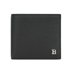 BALLY Byie B Logo 銀字牛皮對開零錢袋短夾/巧克力色