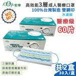 【宏瑋】台灣製 MD+MIT 雙鋼印 高效能三層不織布 醫療級 醫用成人口罩 60入(水波紋), , large