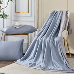 【Betrise】Sunlight Blue/Gray | C Energy Series 60-count 100% Pure Tencel Light-Quenched Graphene Quilt/Four Seasons Quilt 5X6.5 feet per set (with 2 free pillowcases of the same style), , large