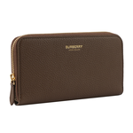 BURBERRY 金字Logo 燙印粒紋牛皮ㄇ形拉鏈長夾/土棕色, , large