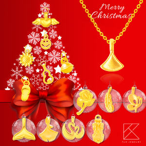 【TLH】14選1 閃耀聖誕 黃金造型項鍊 約重0.03錢±0.01 (耶誕節 xmas交換禮物)