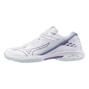 Mizuno Wave Claw 3 男女 羽球鞋 寬楦 室內運動 支撐 抗扭 瞬移 白 紫 [71GA244329]