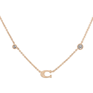 COACH C Logo 及玻璃水鑽項鍊/金色