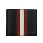 BALLY Mythos 紅白條紋再生牛皮對開8卡短夾/黑色, , large