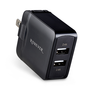 [RONEVER] 2.4A USB雙孔電源供應器 DE017 黑