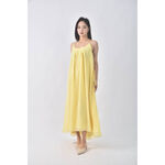 (S) 吊帶無袖黃色洋裝二手衣, , large
